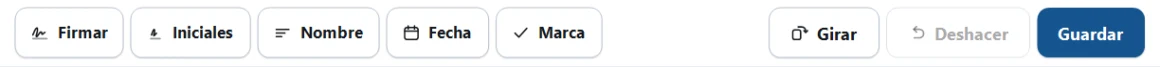 La barra de herramientas de QuickSign, mostrada en este idioma.