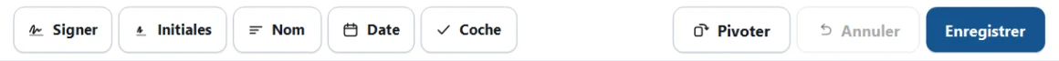 La barre d'outils de QuickSign, présentée dans cette langue.